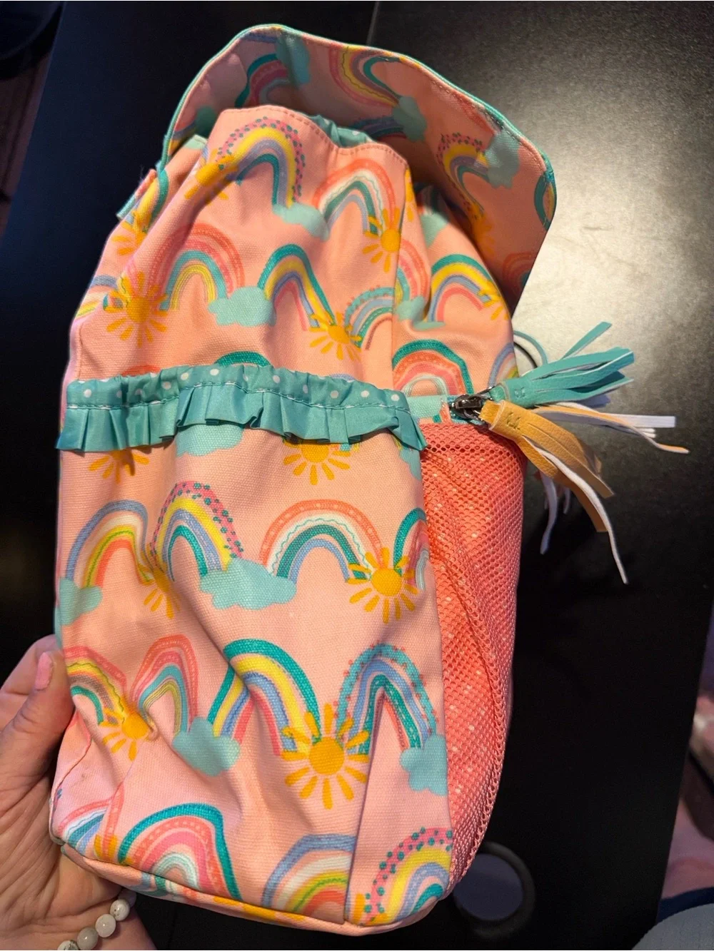 Matilda Jane Rainbow Color Splash swim bag Backpack in Coral Pink & Turquoise